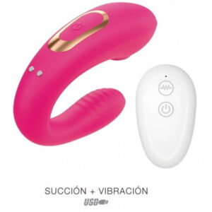 Vibrador en U con succion de clitoris - control remoto y recargable por usb