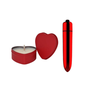 Kit 1 - Vibrador mas Vela Corazon Aromatica Afrodisiaca