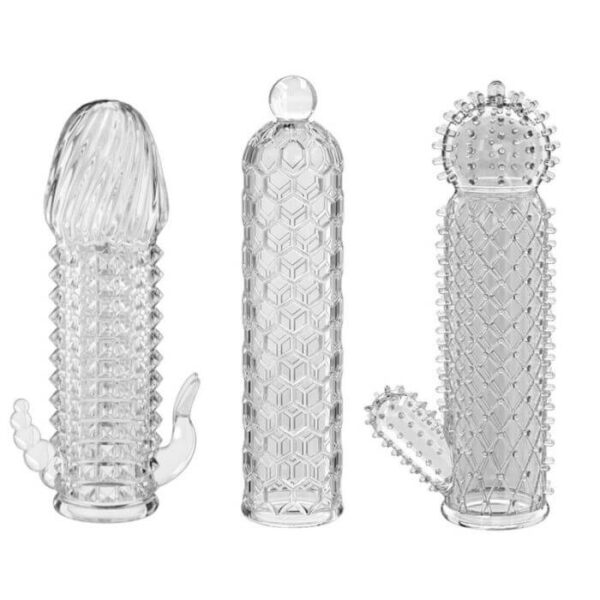 Fundas Peneanas Texturadas Kit x 3 - Silicona elástica, flexible y adaptable