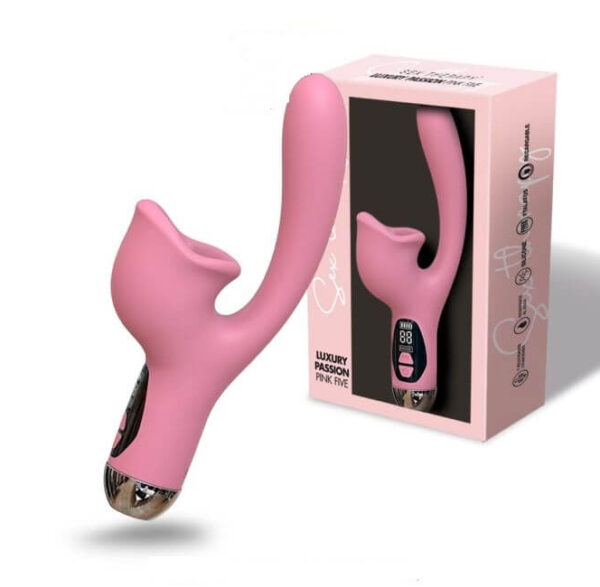 Vibrador con Succión y Lengüita - Luxury Passion Pink