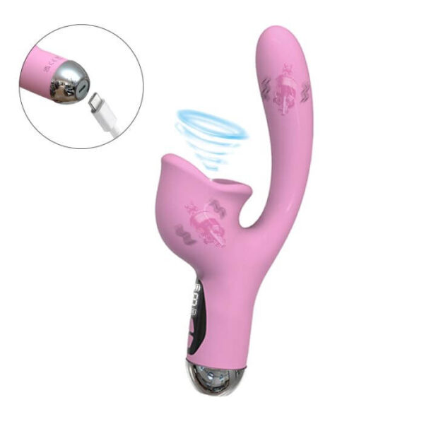 Vibrador con Succión y Lengüita - Luxury Passion Pink - Image 3