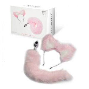 Plug Metal colita de gato con vincha orejas peluche