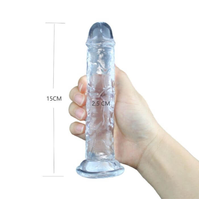 Dildo Transparente y Flexible con Ventosa en Base - 15 x 2.5 cm - Image 4
