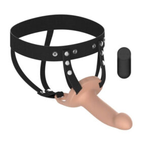 Arnés con Dildo hueco con Vibración y Control Remoto 15,5 x 4 cm