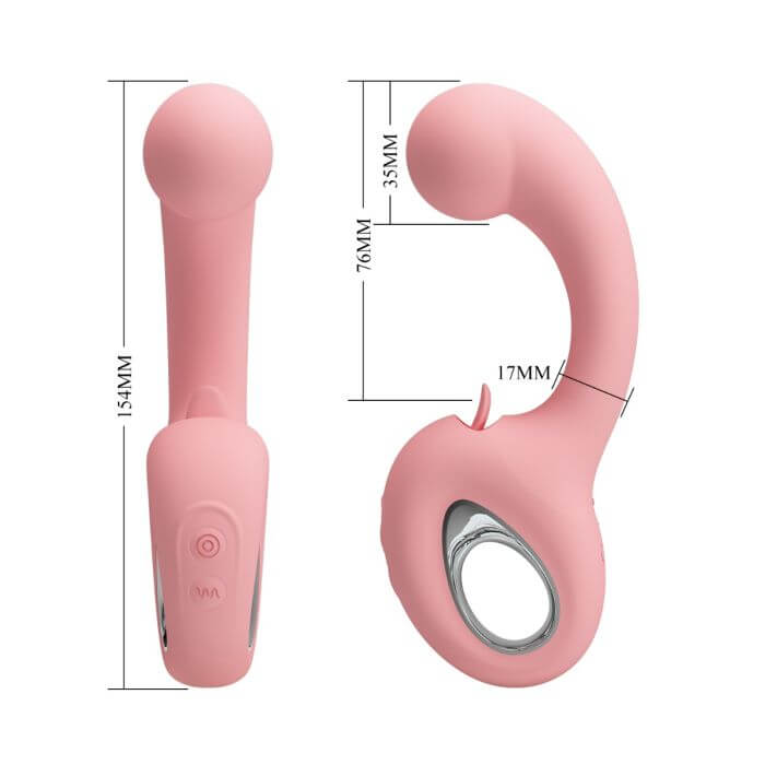 Vibrador ergonómico de doble estimulación - Punto G y Clítoris - con lengüita - Imagen 4