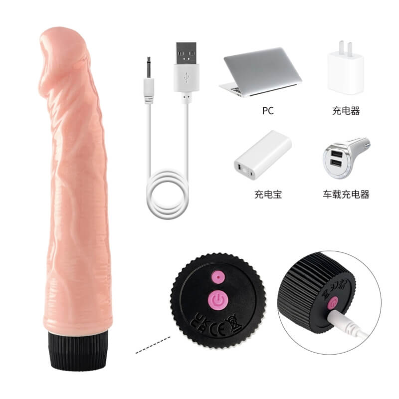 Dildo Realístico con Vibración - 22cm x 4.3 Ø aprox - Recargable Usb - Mod 06 - Imagen 2