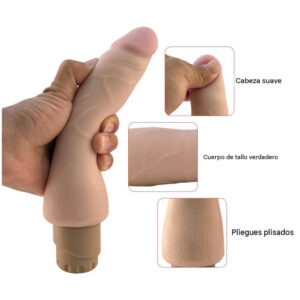 Dildo Realístico con Vibración - 22cm x 5.5 Ø aprox - Recargable Usb - Real Skin