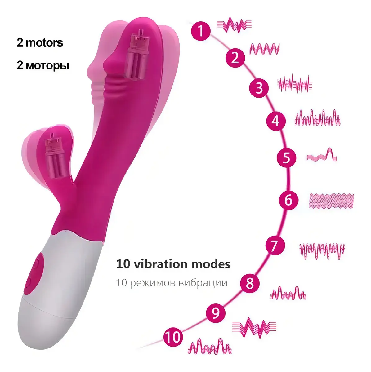 Vibrador Doble Estimulación Rabbit Negro - RECARGABLE USB - Imagen 3