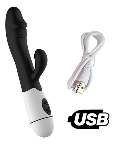 Vibrador Doble Estimulación Rabbit Negro - RECARGABLE USB - Imagen 2